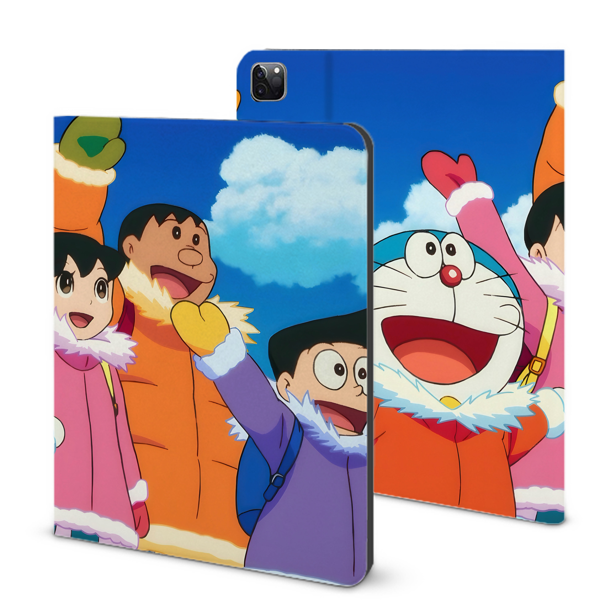 （画像用） ドラえもん Doraemon IPad ケース ブック型 PUレザー TPU 耐衝撃 軽量 薄型 ペン収納なし 全面保護 IPad 各モデル対応